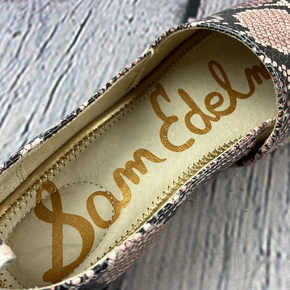 SAM EDELMAN KHLOE Pink & Black Snake Skin Leather Slip On Espadrilles Flats - Picture 10 of 17